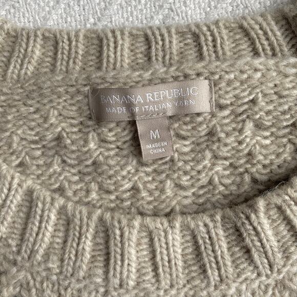 Banana Republic Star-Stitch Knit Crew Pullover Sweater‎ Merino Wool Alpaca Blend - Picture 9 of 12